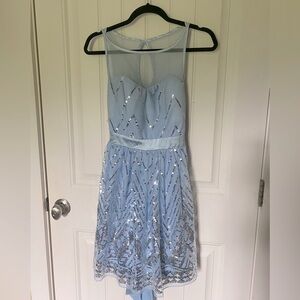 Light Blue Crystal Doll Dress with Silver Sparkles.